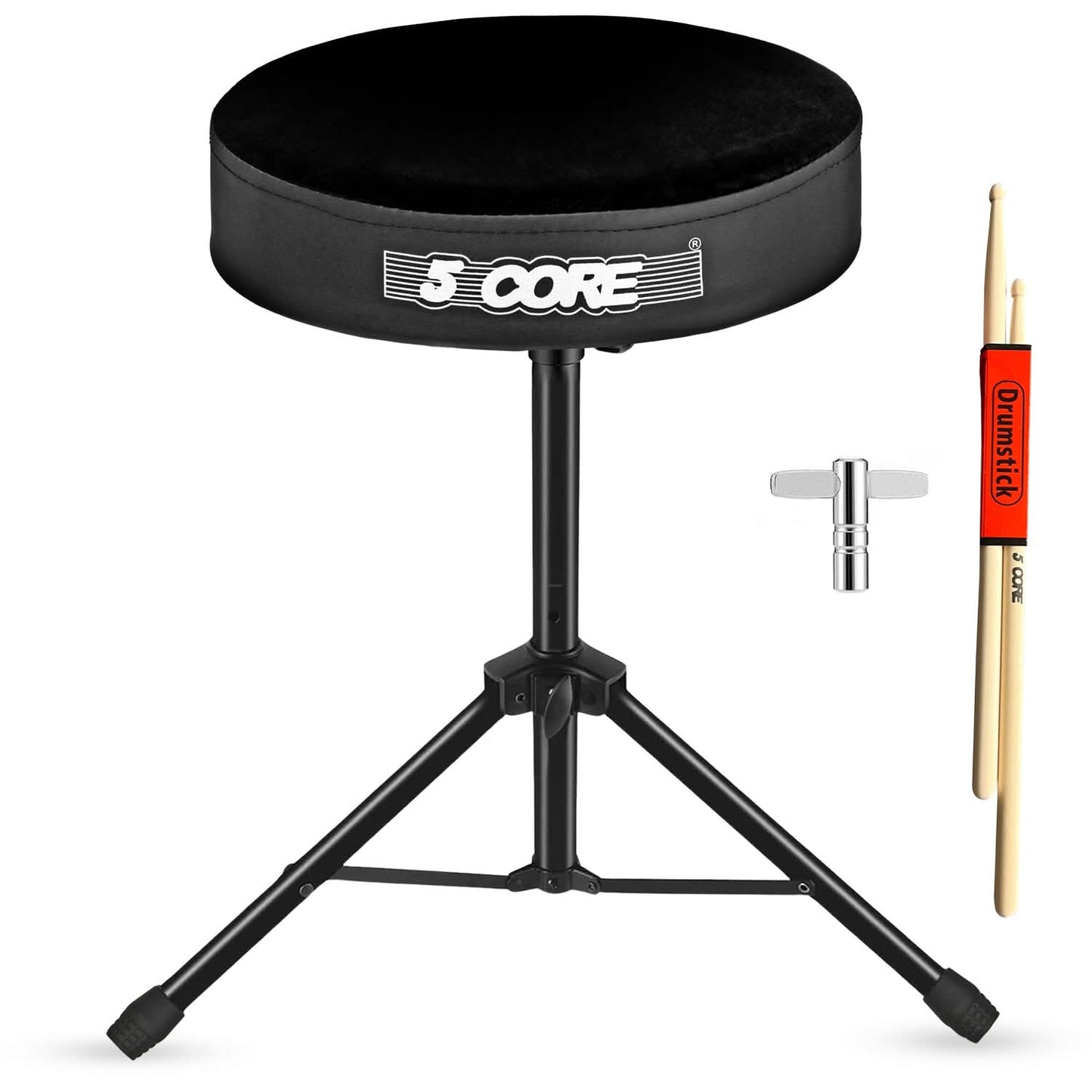 5 Core Drum Throne 3" Thick Padded Comfortable Guitar Stool Drummer Chair Adjustable Musician Seat