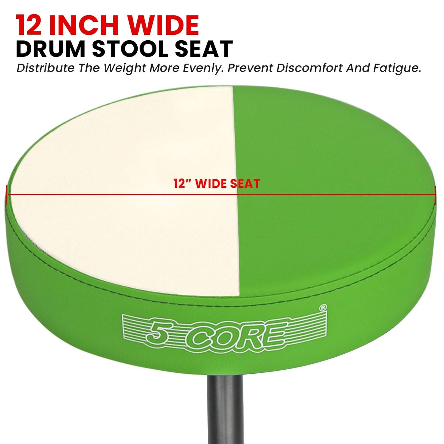 5 Core Drum Throne 3" Thick Padded Comfortable Guitar Stool Drummer Chair Adjustable Musician Seat
