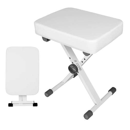 5 Core Keyboard Bench 3" Padded Cushioned Piano Stool Height Adjustable Guitar Seat Folding Portable
