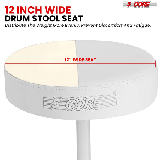5 Core Drum Throne 3" Thick Padded Comfortable Guitar Stool Drummer Chair Adjustable Musician Seat