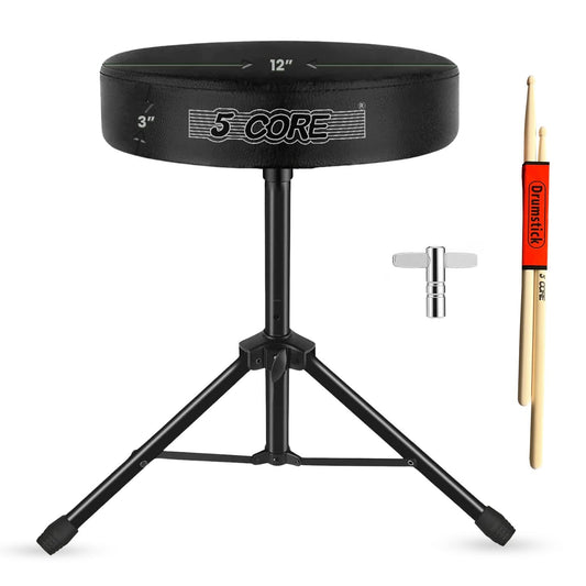 5 Core Drum Throne 3" Thick Padded Comfortable Guitar Stool Drummer Chair Adjustable Musician Seat