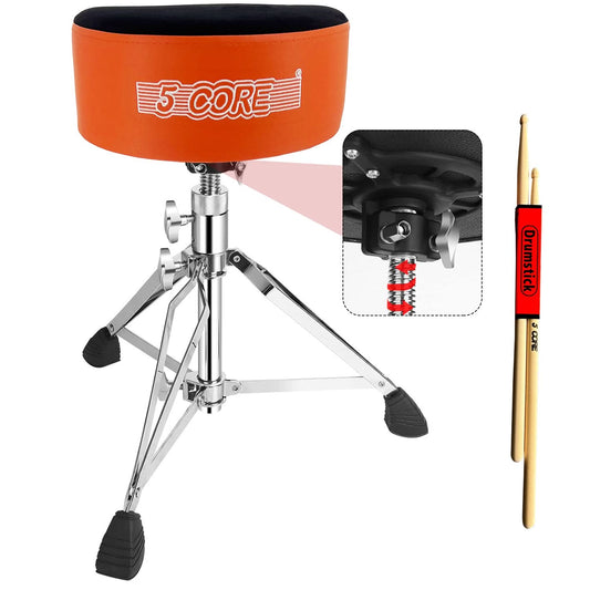 5 Core Drum Throne 5" Padded Guitar Stool Adjustable Heavy Duty Music Chair Seat w Luxury Velvet Top
