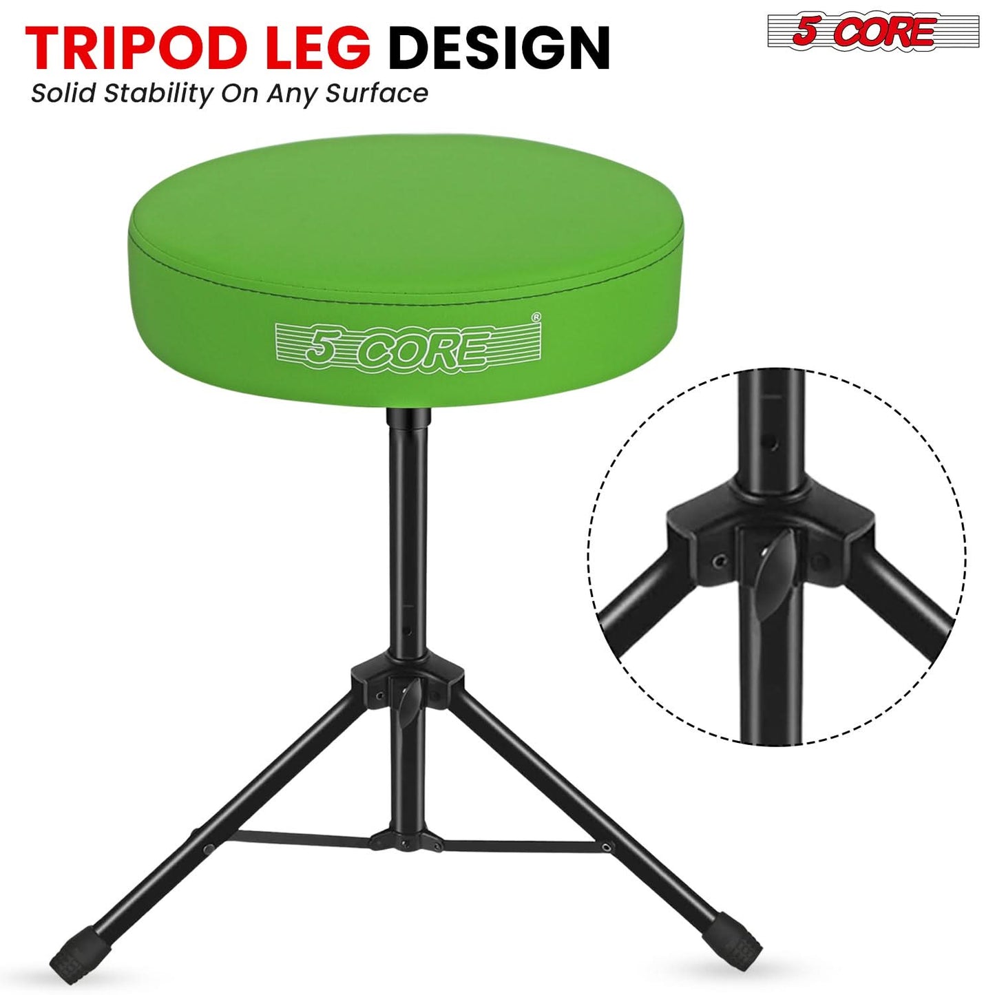 5 Core Drum Throne 3" Thick Padded Comfortable Guitar Stool Drummer Chair Adjustable Musician Seat